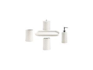 Cotton Jar, Scala Bath Accessories | Embossed Porcelain Cotton Jar, Scala Bath Accessories | Embossed Porcelain
