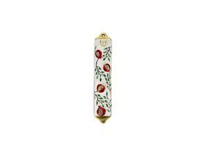 Case - Cover, Pomegranate Tree Design Crafted in Pewter, Jerusalem Judaica, Door Mezuza Case 4" White Rainbow Series Hand-Painted and Crafts (Red Rose Colors) Case - Cover, Pomegranate Tree Design Crafted in Pewter, Jerusalem Judaica, Door Mezuza Case 4" White Rainbow Series Hand-Painted and Crafts (Red Rose Colors)