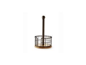 Anvil Wire And Acacia Wood Paper Towel Holder, 13.25-Inch, Antique Black