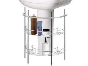 Bathroom Quality Pedestal Storage Rack with 2 Shelves & Hand Towel Bar, Chrome Plated Bathroom Quality Pedestal Storage Rack with 2 Shelves & Hand Towel Bar, Chrome Plated