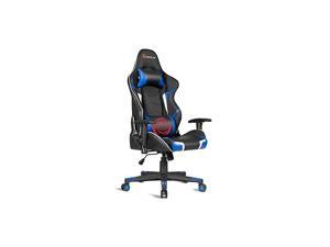 Gaming Chair, Massage Office Chair Computer Gaming Racing Chair, High Back PU Leather Adjustable Arms Headrest Ergonomic Reclining Game Chair, Rolling Swivel Executive Chair