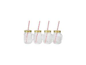 Home Old Fashioned Mason Jar Mugs with Handles, Tin Lids and Matching Reusable Plastic Straws, Great as Old Fashion Drinking Glasses at BBQs and Parties, Clear (16 oz. Each, Set of 4) Home Old Fashioned Mason Jar Mugs with Handles, Tin Lids and Matching Reusable Plastic Straws, Great as Old Fashion Drinking Glasses at BBQs and Parties, Clear (16 oz. Each, Set of 4)