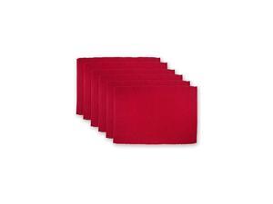 100% Cotton Basic Ribbed Placemat Set, 13x19, Cardinal Red 6 Count