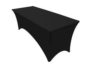 6 Ft Stretchable Spandex Tablecloth - Tight Fit Washable and Wrinkle Resistant Table Cover for Event & Parties (Black)