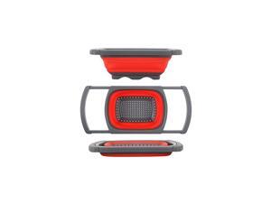 Collapsible Colander,Colander Collapsible Silicone,Colander Strainer Over The Sink Vegetable/Fruit Colanders Strainers With Extendable Handles, Folding Strainer for (6 Quart, Red) Collapsible Colander,Colander Collapsible Silicone,Colander Strainer Over The Sink Vegetable/Fruit Colanders Strainers With Extendable Handles, Folding Strainer for (6 Quart, Red)