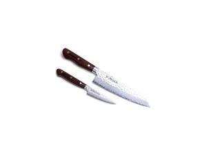VG-10 16 layers Hammered Damascus Stainless Japanese Chefs Knife Santoku 7'' (180mm) & Paring Utility Knife 3.2'' (80mm) SET VG-10 16 layers Hammered Damascus Stainless Japanese Chefs Knife Santoku 7'' (180mm) & Paring Utility Knife 3.2'' (80mm) SET