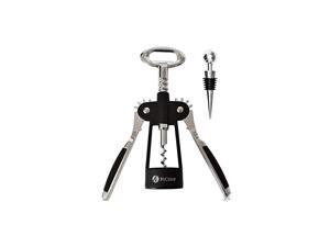 Wine Corkscrew & Bottle Opener - Easy To Use, All-In-One Beer And Wine Bottle Openers w/ Stopper - Wing Cork Screw Grip (Chrome And Matte Black) Wine Corkscrew & Bottle Opener - Easy To Use, All-In-One Beer And Wine Bottle Openers w/ Stopper - Wing Cork Screw Grip (Chrome And Matte Black)