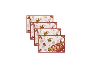 Home Fashions Swaying Leaves Bordered Fabric Placemats for Fall/Thanksgiving/Harvest, 13"x19", Multi, 4 Count Home Fashions Swaying Leaves Bordered Fabric Placemats for Fall/Thanksgiving/Harvest, 13"x19", Multi, 4 Count