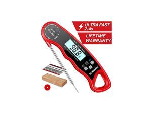 DT09 Waterproof Digital Instant Read Meat Thermometer with 4.6” Folding Probe Calibration Function for Cooking Food Candy, BBQ Grill, Smokers