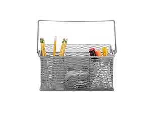 MESHBASKET-GRY Metal Handle, Storage Basket Organizer, Utensil Holder, Forks, Spoons, Knives, Napkins, Perfect for Desk Supplies, Pencils, Pens, Staples, Gray, Grey Mesh MESHBASKET-GRY Metal Handle, Storage Basket Organizer, Utensil Holder, Forks, Spoons, Knives, Napkins, Perfect for Desk Supplies, Pencils, Pens, Staples, Gray, Grey Mesh
