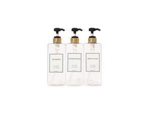 Modern Gold Design Pump Bottle Set 27 oz Refillable Shampoo and Conditioner Dispenser Empty Shower Plastic Bottles with Pump for Bathroom Lotion Body wash Massage Oils, Pack of 3 (Black) Modern Gold Design Pump Bottle Set 27 oz Refillable Shampoo and Conditioner Dispenser Empty Shower Plastic Bottles with Pump for Bathroom Lotion Body wash Massage Oils, Pack of 3 (Black)