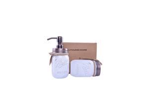 Jar Soap Dispenser,Jar Toothbrush Holder,Bathroom Decor (Painted White Jar Bathroom Set 2 Pack, 1) Jar Soap Dispenser,Jar Toothbrush Holder,Bathroom Decor (Painted White Jar Bathroom Set 2 Pack, 1)
