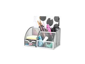 Mesh Desk Organizer Office with 7 Compartments + Drawer /Desk Tidy Candy /Pen Holder/Multifunctional Organizer EX348 Silver Mesh Desk Organizer Office with 7 Compartments + Drawer /Desk Tidy Candy /Pen Holder/Multifunctional Organizer EX348 Silver