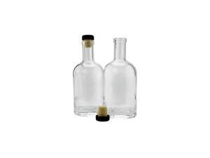 Liquor Bottles (2-Pack); Clear Glass Bottles w/T-Top Synthetic Corks