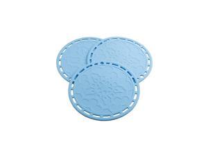 Plus Big Round Silicone Pot Holder Hot Pads and Trivets for Hot Dishes and Hot Pots, Hot Mats for Countertops, Tables, Spoon Rest Small Place Mats Set of 3 Color Blue
