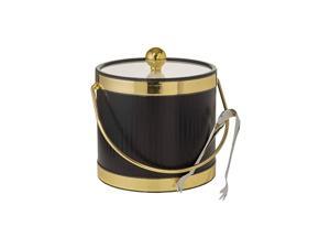 Made In USA Black With Dual Gold Bands Double Walled 3-Quart Insulated Ice Bucket With Ice Tongs (Metallic Deco Collection) Made In USA Black With Dual Gold Bands Double Walled 3-Quart Insulated Ice Bucket With Ice Tongs (Metallic Deco Collection)