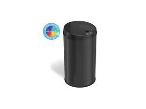 8 Gallon Touchless Sensor Trash Can with Odor Filter System, 30 Liter Round Black Steel Garbage Bin, Perfect for Home, Kitchen, Office