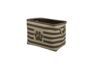 Striped Paw Patch Bin, Small Rectangle, Brown
