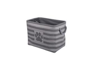 Striped Paw Patch Bin, Large Rectangle, Gray