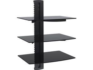 Floating Shelf with Strengthened Tempered Glass for DVD Players, Cable Boxes, Games Consoles, TV Accessories (CS201), 1 Shelf, Black Floating Shelf with Strengthened Tempered Glass for DVD Players, Cable Boxes, Games Consoles, TV Accessories (CS201), 1 Shelf, Black