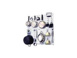 Kitchen Pegboard Organizer Pots and Pans Pegboard Pack Storage and Organization Kit with White Pegboard and Blue Accessories Kitchen Pegboard Organizer Pots and Pans Pegboard Pack Storage and Organization Kit with White Pegboard and Blue Accessories
