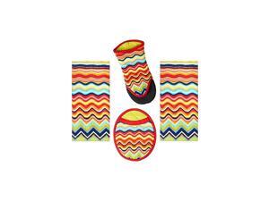 4 Piece Multicolor Zig Zag Kitchen Set - 2 Terry Towels, Puppet Oven Mitt, Oval Pocket Mitt 4 Piece Multicolor Zig Zag Kitchen Set - 2 Terry Towels, Puppet Oven Mitt, Oval Pocket Mitt