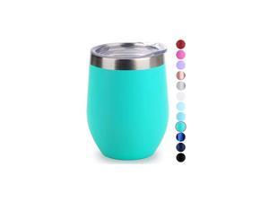 Vacuum Insulated Wine Tumbler with Lid (Teal), Stemless Stainless Steel Insulated Wine Glass 12oz, Double Wall Durable Coffee Mug, for Champaign, Cocktail, Beer, Office use