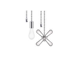 Pieces Metal Fan and Light Bulb Shaped Pull Chain Set with Connector, 1 Piece Length Extension Beaded Pull Chain in Box (Silver) Pieces Metal Fan and Light Bulb Shaped Pull Chain Set with Connector, 1 Piece Length Extension Beaded Pull Chain in Box (Silver)