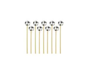 5.9" Decorative Sports Ball End Bamboo Cocktail Fruit Sandwich Picks Skewers for Catered Events, Holiday's, Restaurants or Buffets Party Supplies, Soccer, 300 pcs