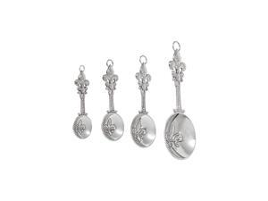 4-Piece Set, Fleur De Lis Measuring Spoon, One Size, silver
