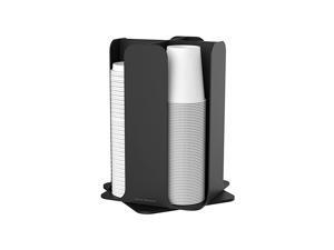 Cup and Lid Organizer Carousel, 4 Compartment, Black, 7.75 x 12 x 7.75