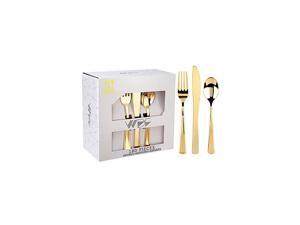 180 Pieces Disposable Plastic Gold Silverware Cutlery, Gold Plastic Flatware 60 Forks, 60 Knives and 60 Spoons - (Gold) (Gold cutlery)