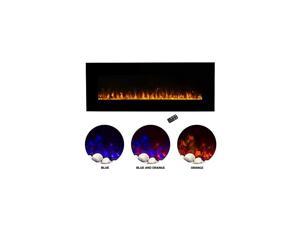 Electric Fireplace Wall Mounted Color Changing LED Fire and Ice Flames, NO Heat, Multiple Decorative Options and Remote Control, 54", Black