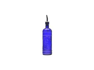 Kitchen Olive Oil, Liquid Dish or Hand Soap Glass Bottle Dispenser ~ G181VF Cobalt Blue ~ Metal Pour Spout and Cork Included with Glass Bottle