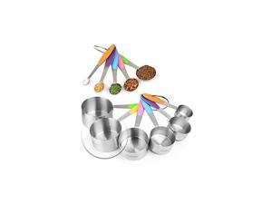 New Version! 11 Piece Measuring Cups And Spoons Set by  | Sturdy Stainless Steel Stackable 6 Cups and 5 Spoons with Soft Silicone Handles to Measure Dry and Liquid Ingredients