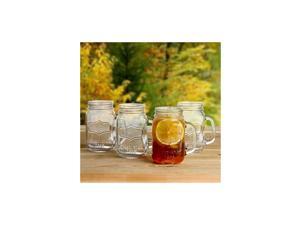 Old Fashioned Mason Jar Mugs with Handles, Vintage Inspired and Great as Old Fashion Drinking Glasses at BBQs and Parties, Clear (16 oz. Each, Set of 4) Old Fashioned Mason Jar Mugs with Handles, Vintage Inspired and Great as Old Fashion Drinking Glasses at BBQs and Parties, Clear (16 oz. Each, Set of 4)