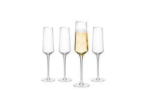 Champagne Flutes - Hand Blown Crystal Champagne Glasses - Set of 4 Elegant Flutes, 100% Lead Free Premium Crystal - Gift for Wedding, Anniversary, Christmas - 8oz, Clear