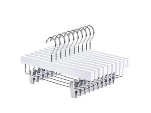 Solid Lotus Wood Deluxe Wooden Pants Hangers Bottom Hanger Jeans Hanger Skirt Hanger with 2-Adjustable Clips Anti-Rust Hook Pack of 10 (White) Solid Lotus Wood Deluxe Wooden Pants Hangers Bottom Hanger Jeans Hanger Skirt Hanger with 2-Adjustable Clips Anti-Rust Hook Pack of 10 (White)