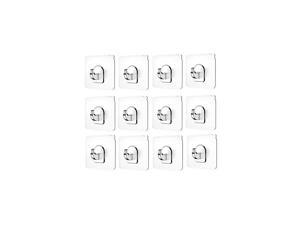 Wall Hooks(13.2lb), Self Adhesive Hooks, Clear Plastic Reusable Heavy Duty Hook for Kitchen Bathroom Office, No Trace No Scratch Waterproof and Oilproof (12 Pack)