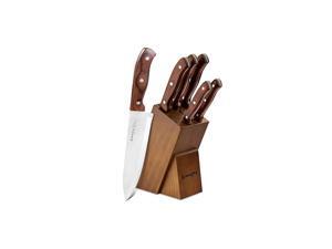 Knife Set with Block, 6 Pcs Kitchen Knives Set with Wood Block, Stainless Steel Chef Knife Set with Pakkawood Handle by Knife Set with Block, 6 Pcs Kitchen Knives Set with Wood Block, Stainless Steel Chef Knife Set with Pakkawood Handle by