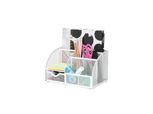 Mesh Desk Organizer Office with 6 Compartments + Drawer/Desk Tidy Candy/Pen Holder/Multifunctional Organizer Color White (White) Mesh Desk Organizer Office with 6 Compartments + Drawer/Desk Tidy Candy/Pen Holder/Multifunctional Organizer Color White (White)