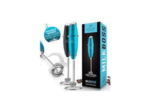 Double Whisk Milk Frother Handheld Mixer - High Powered Frother For Coffee With Improved Motor - Electric Whisk Drink Mixer For Cappuccino, Frappe, Matcha & More, Twin Whisk - Teal