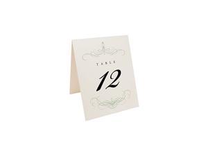Flourish Wedding Table Numbers (Select Color/Quantity), Champagne, Sage, 1-50, Double Sided, Tent or Use in a Stand, Great for Parties & Restaurants - Made in The USA