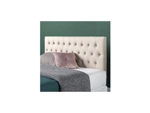 Trina Upholstered Headboard / Button Tufted Upholstery / Adjustable Height / Easy Assembly, Taupe, Queen