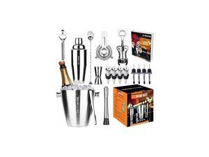 Kit Ice Bucket 3½qt 17pcs. Premium Cocktail Set Mixology Kit for Bar or Home. Stainless Steel Cocktail Shaker Set. E-Book, Alcohol Mixer Set for Men, Women. Drink Accessories Tools Kit Ice Bucket 3½qt 17pcs. Premium Cocktail Set Mixology Kit for Bar or Home. Stainless Steel Cocktail Shaker Set. E-Book, Alcohol Mixer Set for Men, Women. Drink Accessories Tools