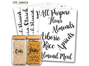 106 Pantry Labels Stickers by for Kitchen Organization and Storage. Clear Water Resistant, Farmhouse Cursive Script for Food Canisters, Containers, Mason Jars for flour, sugar, coffee 106 Pantry Labels Stickers by for Kitchen Organization and Storage. Clear Water Resistant, Farmhouse Cursive Script for Food Canisters, Containers, Mason Jars for flour, sugar, coffee