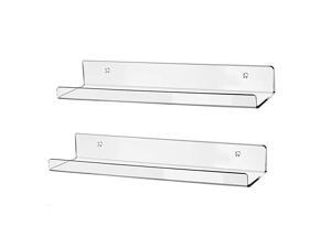 15" Clear Acrylic Floating Wall Ledge Shelf, Wall Mounted Nursery Kids Bookshelf, Invisible Spice Rack, Clear 5MM Thick Bathroom Storage Shelves Display Organizer, 15" L x 4" D x 2" H, Set of 2 15" Clear Acrylic Floating Wall Ledge Shelf, Wall Mounted Nursery Kids Bookshelf, Invisible Spice Rack, Clear 5MM Thick Bathroom Storage Shelves Display Organizer, 15" L x 4" D x 2" H, Set of 2