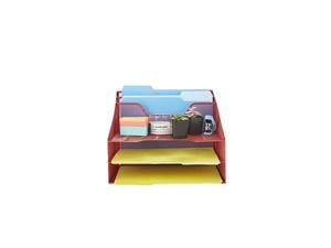 MESHBOX5-RED Organizer 5 Desktop Document Letter Tray for Folders, Mail, Stationary, Desk Accessories, Red MESHBOX5-RED Organizer 5 Desktop Document Letter Tray for Folders, Mail, Stationary, Desk Accessories, Red