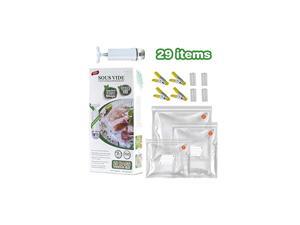 Sous Vide Bags Kit for Anova and Joule Cookers, 20 Packs (3 Sizes) Reusable Vacuum Food Storage Sealer Bags with 1 Hand Pump, 4 Sealing Clips and 4 Clips Sous Vide Bags Kit for Anova and Joule Cookers, 20 Packs (3 Sizes) Reusable Vacuum Food Storage Sealer Bags with 1 Hand Pump, 4 Sealing Clips and 4 Clips