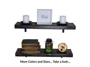 Rustic Farmhouse Floating Shelf Set, the Weathered Collection (36 Inch, Barnwood Black)
